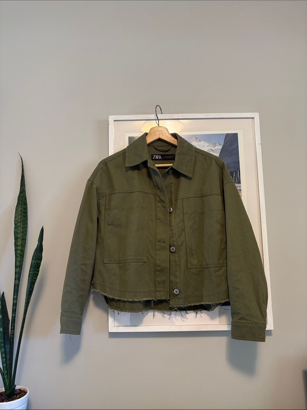 ZARA Olive Utility Crop Jacket